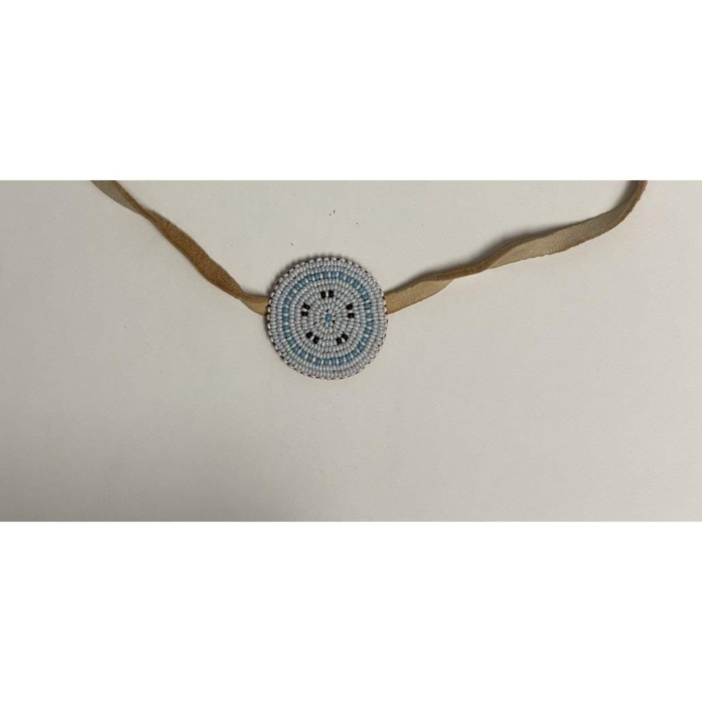 Vintage‎ Plains Style Beaded Medallion Necklace – 2.25" Rosette